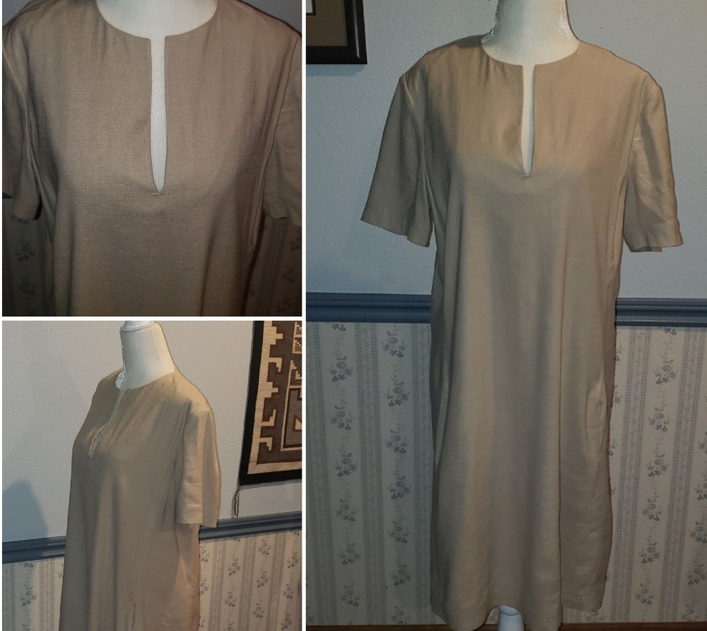 ELI TAHARI Linen A Line Dress size Large